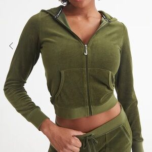 ICONS CLASSIC COTTON VELOUR HOODIE in medium “super greens”
